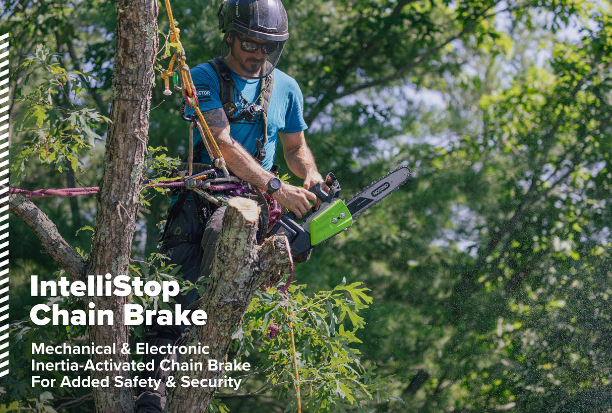 OPTIMUS 48V 10" Top-Handle Chainsaw Powerhead, 48V 4 Ah Battery, 5A Charger | OTS350-T4SC-10