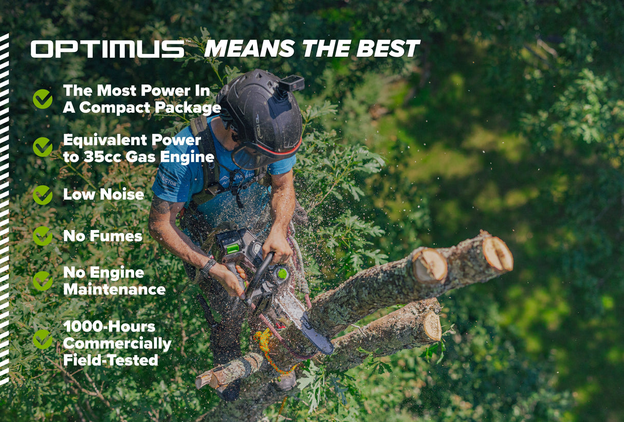 OPTIMUS 48V 14" Top-Handle Chainsaw Powerhead, 48V 4 Ah Battery, 5A Charger | OTS350-T4SC-14