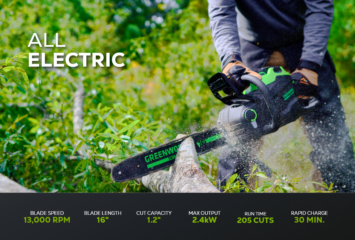 82V 16" 2.4kW Chainsaw with 4Ah Battery and Dual Port Charger | 82CS24-4DP