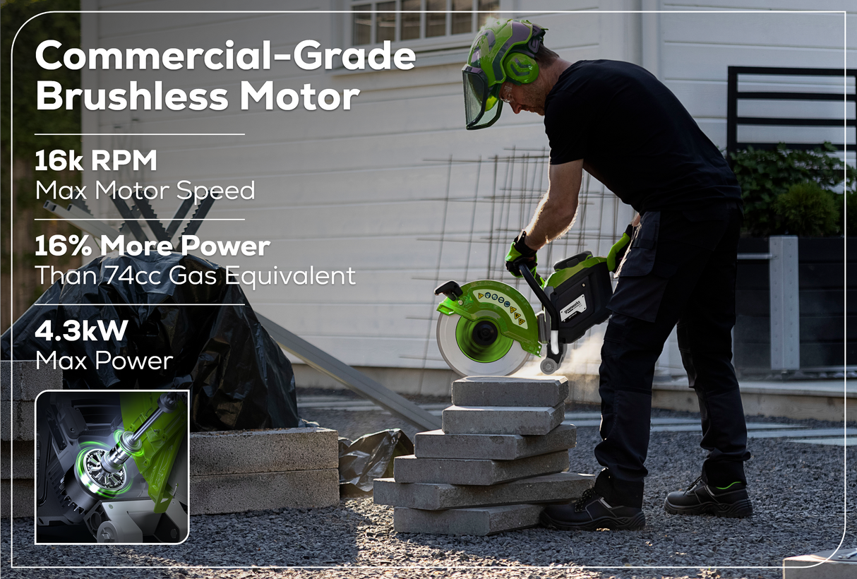 Optimus 82V 14” Power Cutter With (1) 7.2 Ah Battery and Dual Port Charger | PC141-C5DP