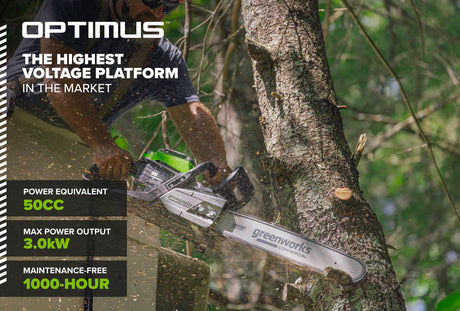 82V OPTIMUS 3.0 kW 16" Chainsaw Kit with CORE400 Battery & DP Charger | OCS500-C4DP-16