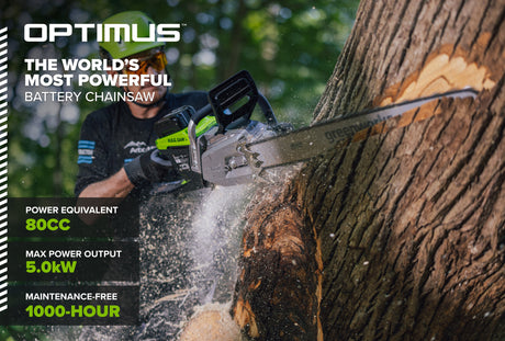 OPTIMUS 82V 5.0kw 28" HOG Chainsaw Kit with CORE530 Battery & DP Charger | OCS800-C5DP-28