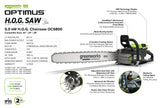 OPTIMUS 82V 5.0kw 28" HOG Chainsaw Kit with CORE530 Battery & DP Charger | OCS800-C5DP-28