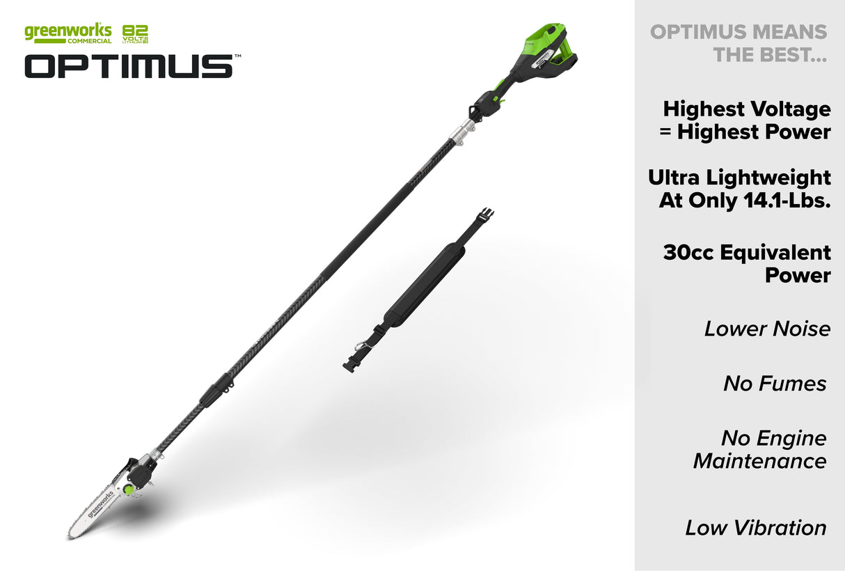 OPTIMUS 82V 10" Polesaw with Carbon Fiber Shaft with CORE300 Battery and Charger | OPS300T-C3DP