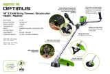 Optimus 82V 2.0 kW Bike Handle String Trimmer Kit | TB201H-C4DP