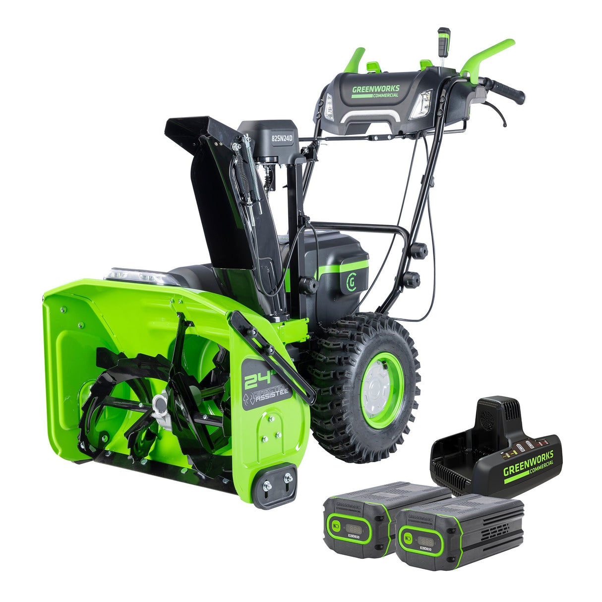 Souffleuse à neige à deux étages 82 V avec (3) batteries 6 Ah et chargeur à double port | 82SN24D-63DP