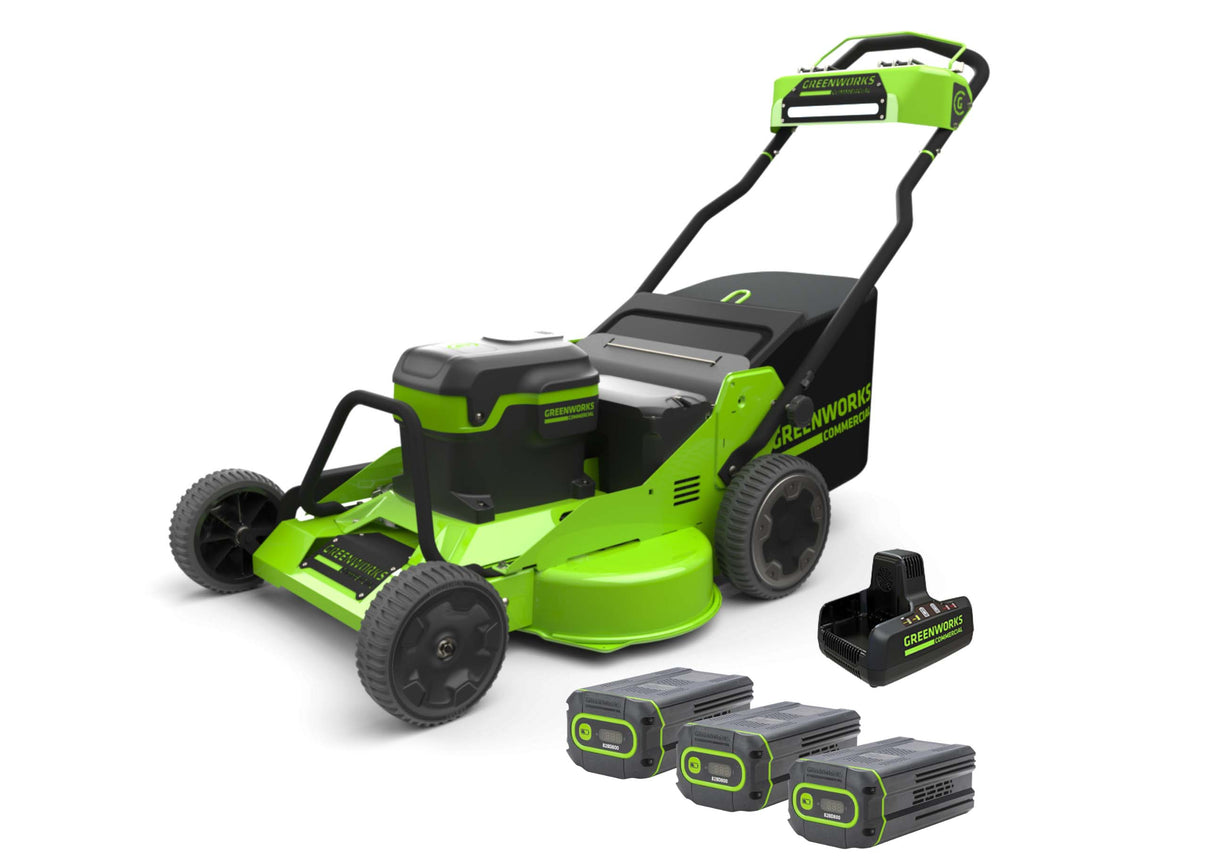 Optimus 82V 30” Self-Propelled Lawn Mower with (3) 8Ah Batteries and Dual Port Charger | 82LM30S-83DP