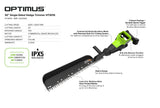 Optimus 82V 30" Single Sided Hedge Trimmer with (1) Core300 and Dual Port Charger | HT301S-C3DP