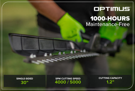 Optimus 82V 30" Single Sided Hedge Trimmer with (1) Core300 and Dual Port Charger | HT301S-C3DP