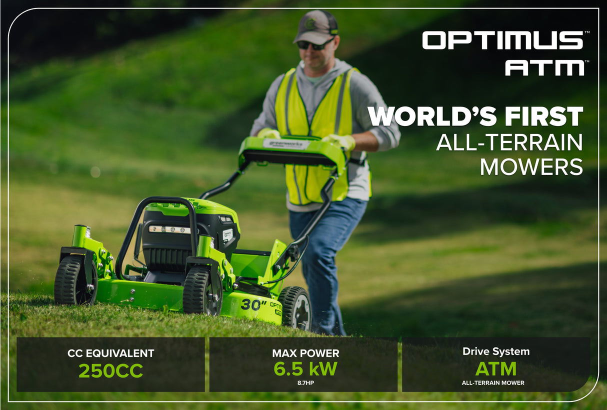 Optimus 82V 30" All-Terrain Mower with (3) CORE530 Batteries and DP Charger| ATM30C-C5DP