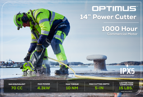 Optimus 82V 14” Power Cutter With (1) 7.2 Ah Battery and Dual Port Charger | PC141-C5DP