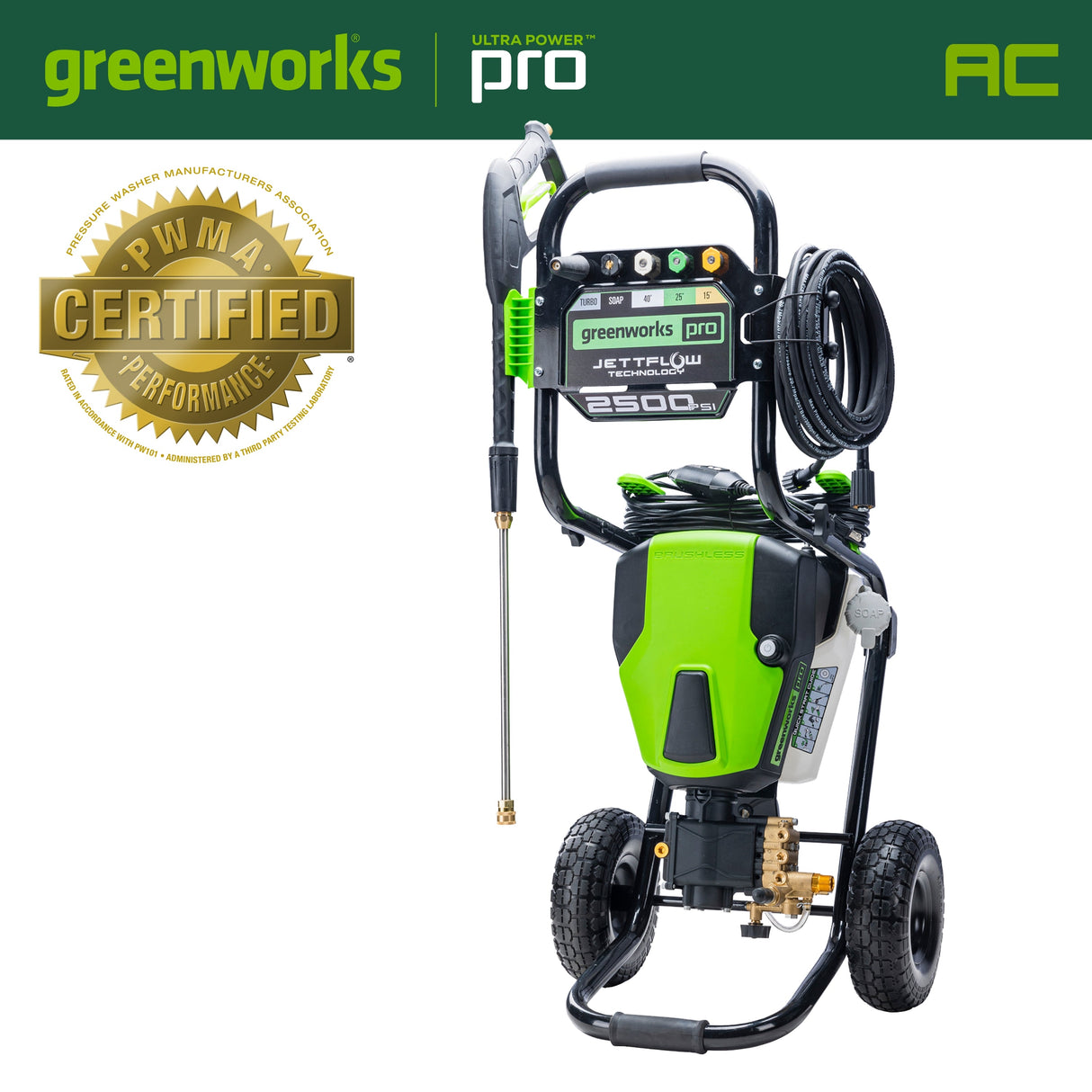 2500-PSI Brushless Pressure Washer with Industrial-Grade Pump | GPW2500C
