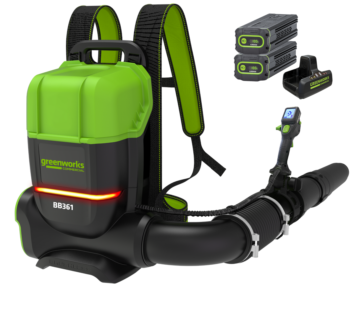 Souffleur à dos Optimus 82 V 755 pi3/min à double port avec (2) batteries 8 Ah et chargeur à double port | BB361-82DP